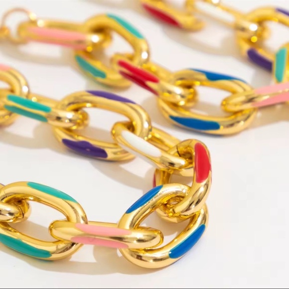 Anthropologie Gold and Blue Chain Necklace - Picture 1 of 8